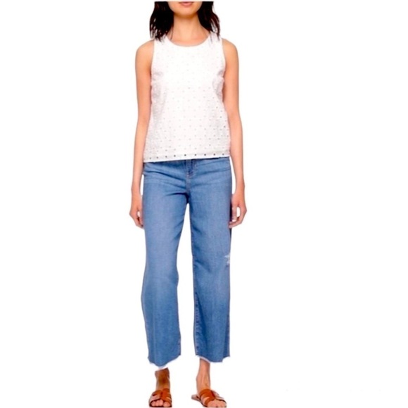 Banana Republic Eyelet Bow-back Tank Top Black White XS Petite - Picture 8 of 9